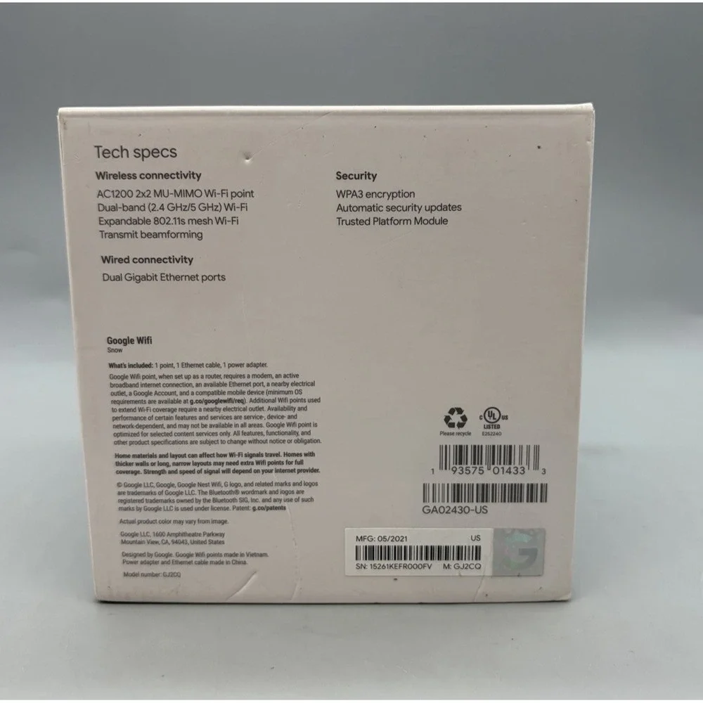 Google Wifi Point - White (GJ2CQ)
